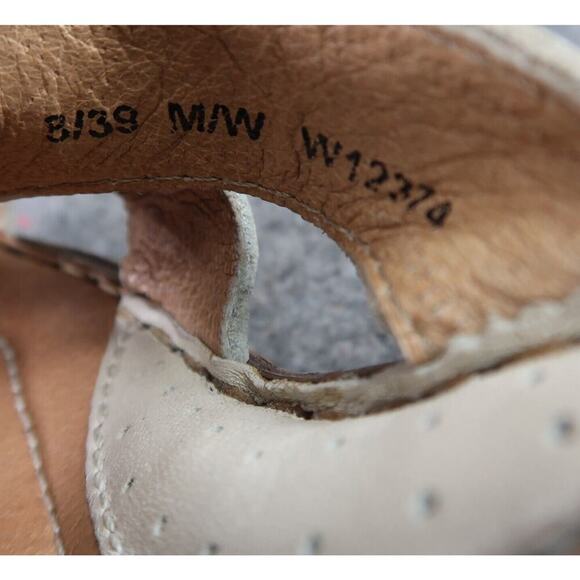 Born Shoes Women 8 Sandal Slide Wedge Leather Fashion Comfort Buckle Strap White - Picture 16 of 16